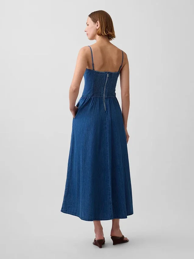 Vestido largo de mezclilla sin tirantes