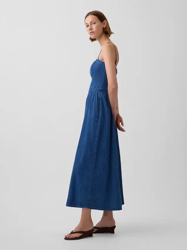 Vestido largo de mezclilla sin tirantes