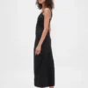 Vestido largo de mezclilla ultrasuave con cremallera frontal