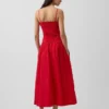 Vestido largo de popelín con cintura baja