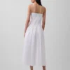 Vestido largo de popelín con cintura baja