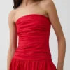 Vestido largo de popelín con cintura baja
