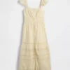 Vestido largo de voile con volantes de encaje