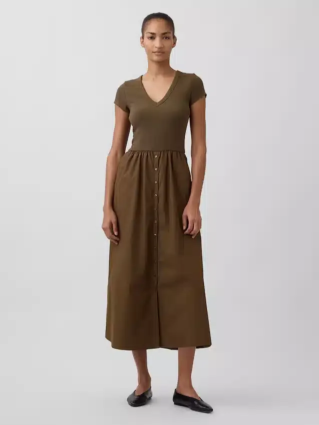 Vestido largo moderno de mezcla de telas