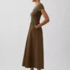 Vestido largo moderno de mezcla de telas