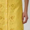 Vestido largo tipo camisola bordado de mezcla de lino