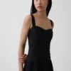 Vestido largo tipo corsé de cintura baja en mezcla de lino