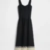 Vestido largo tipo corsé de cintura baja en mezcla de lino