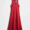 Vestido largo tipo halter de mezcla de lino