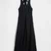 Vestido largo tipo halter de mezcla de lino