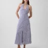 Vestido largo tipo halter de mezcla de lino