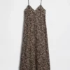 Vestido lencero midi con estampado de cebra