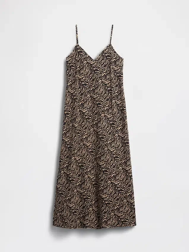 Vestido lencero midi con estampado de cebra