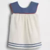 Vestido marinero de lino y algodón para bebé