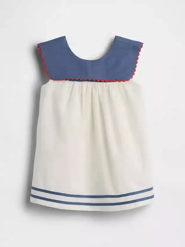 Vestido marinero de lino y algodón para bebé