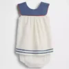 Vestido marinero de lino y algodón para bebé