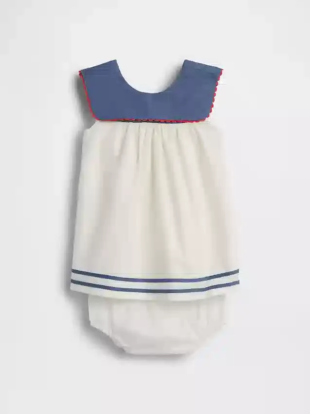 Vestido marinero de lino y algodón para bebé