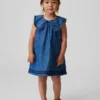 Vestido marinero de mezclilla para bebés y niños pequeños