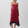 Vestido midi a rayas estilo pañuelo