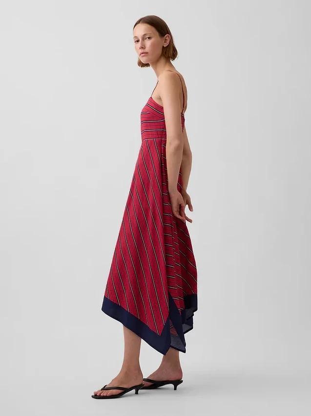 Vestido midi a rayas estilo pañuelo