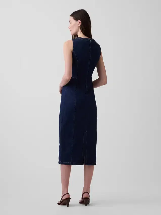 Vestido midi ajustado de mezclilla
