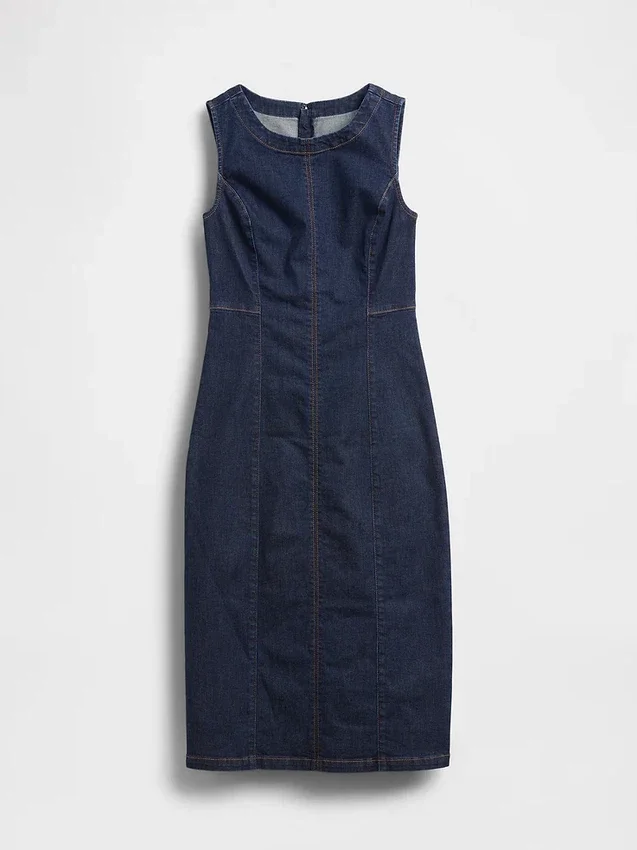 Vestido midi ajustado de mezclilla
