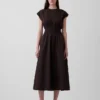 Vestido midi de cintura baja en mezcla de telas