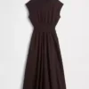 Vestido midi de cintura baja en mezcla de telas