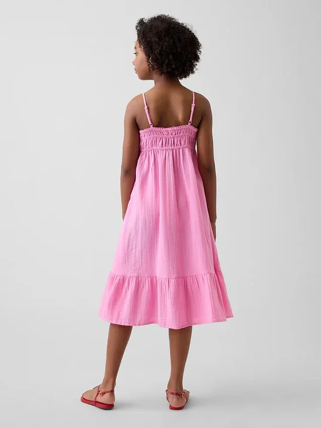 Vestido midi de gasa de algodón para niñas