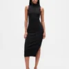 Vestido midi de jerséu acanalado