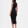 Vestido midi de jerséu acanalado