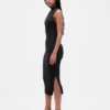 Vestido midi de jerséu acanalado