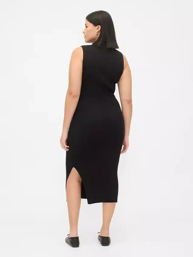Vestido midi de jerséu acanalado
