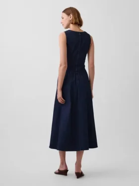 Vestido midi de mezclilla con cintura baja