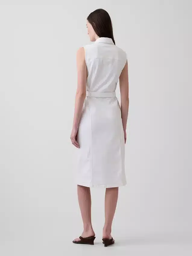 Vestido midi de mezclilla con cinturón para atar