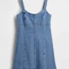 Vestido mini con paneles de mezclilla