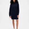 Vestido mini de jerséu oversize con cuello de tortuga