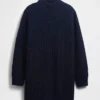 Vestido mini de jerséu oversize con cuello de tortuga