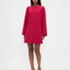 Vestido mini recto con cuello de barco