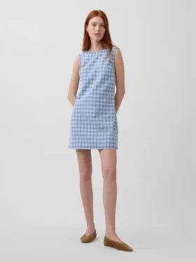 Vestido mini recto de mezclilla a cuadros