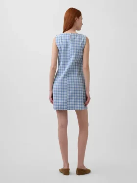 Vestido mini recto de mezclilla a cuadros