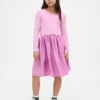Vestido moderno de materiales mixtos para niñas