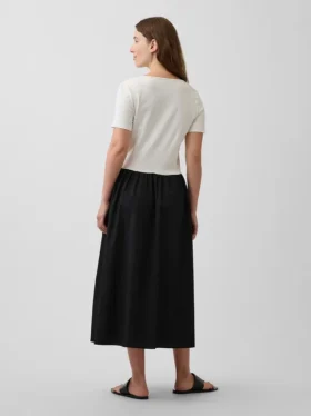Vestido premamá de mezcla de telas con cintura baja