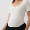Vestido premamá de mezcla de telas con cintura baja