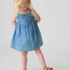 Vestido sin mangas con corazón de mezclilla para bebés y niños pequeños
