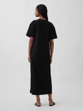 Vestido tipo camiseta maxi oversize de tejido grueso
