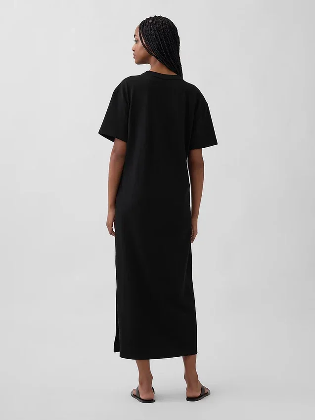 Vestido tipo camiseta maxi oversize de tejido grueso