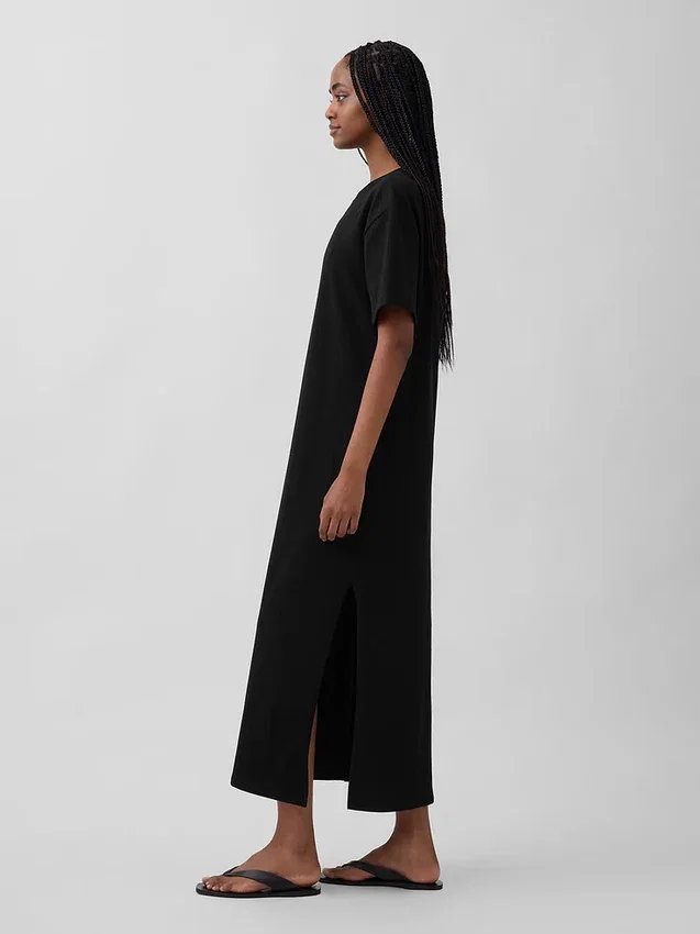Vestido tipo camiseta maxi oversize de tejido grueso