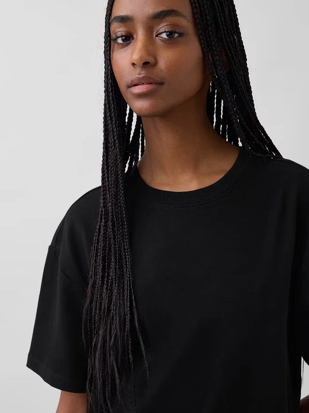 Vestido tipo camiseta maxi oversize de tejido grueso