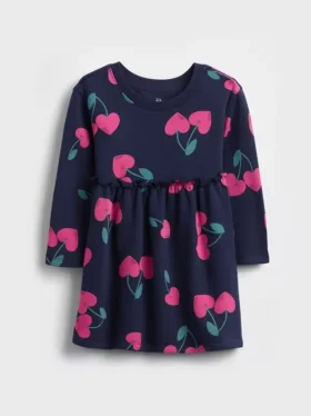 Vestido tipo sudadera con volantes en la cintura para bebés y niños pequeños